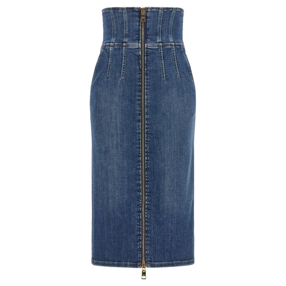 Elisabetta Franchi Blue Cotton Midi Women's Skirt